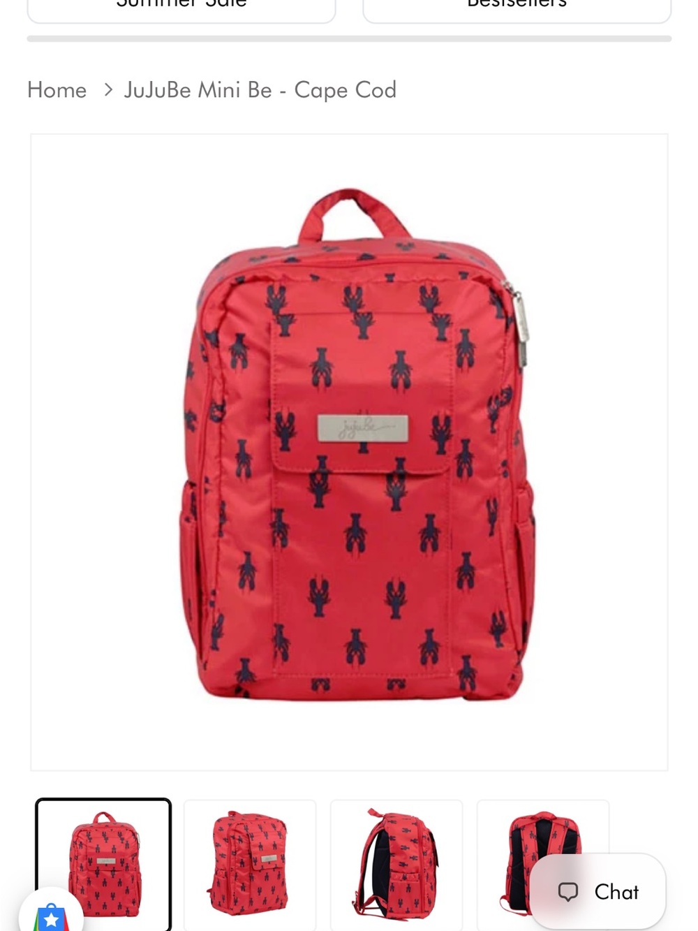 Ju-Ju-Be Kids Backpack in Cape Cod Red with Navy Print - Picture 1 of 9